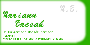 mariann bacsak business card
